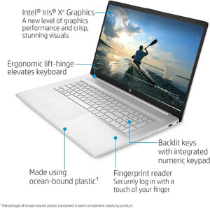 HP 2022 17 17.3" FHD Laptop, Intel Quad-Core i7-1165G7 up to 4.7GHz, 64GB DDR4 RAM, 4TB PCIe SSD, WiFi 6, BT, Type-C, Backlit Keyboard, Fingerprint Reader, Windows 10 Pro