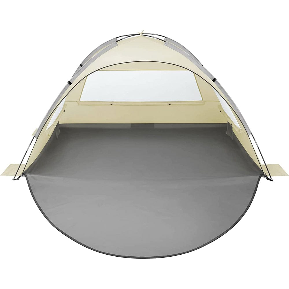 Oileus Outdoors Beach Tent 2-3 Person Portable Sun Shade Shelter UV Protection, Extended Floor Ventilating Mesh Roll Up Windows Carrying Bag Stakes 6 Sand Pockets Fishing Hiking Camping, Khaki