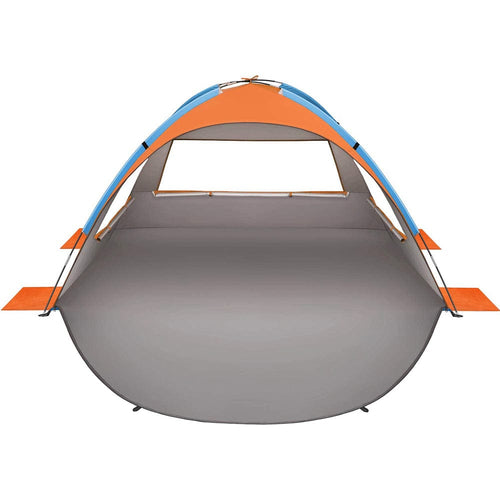 Oileus Outdoors Beach Tent 2-3 Person Portable Sun Shade Shelter UV Protection, Extended Floor Ventilating Mesh Roll Up Windows Carrying Bag Stakes 6 Sand Pockets Fishing Hiking Camping, Orange