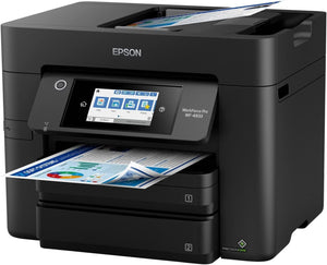 Epson Workforce Pro WF 4833 Wireless All-in-One Color Inkjet Printer - Print Scan Copy Fax - 25 ppm, 4800x2400 dpi, 4.3" Touchscreen, Auto 2-Sided Printing, 50-Sheet ADF, 500-Sheet Capacity, Ethernet