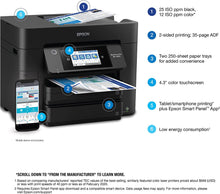 Load image into Gallery viewer, Epson Workforce Pro WF 4833 Wireless All-in-One Color Inkjet Printer - Print Scan Copy Fax - 25 ppm, 4800x2400 dpi, 4.3&quot; Touchscreen, Auto 2-Sided Printing, 50-Sheet ADF, 500-Sheet Capacity, Ethernet