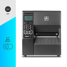 Load image into Gallery viewer, Zebra ZT230 Direct Thermal Only Industrial Label Printer, White - Ethernet, Serial and USB Connectivity - 4&quot; Print Width, 203 DPI, 6 IPS, ZPL, Monochrome Barcode Print ZT23042-D01200FZ