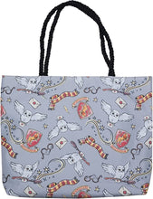 Load image into Gallery viewer, Harry Potter Tote Travel Bag Gryffindor Hedwig All Over Print Grey